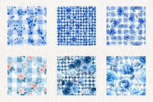 Gitenge Patterns Blue Blue Floral Gingham Seamless Patterns Graphic by Dreamshop · Creative ...