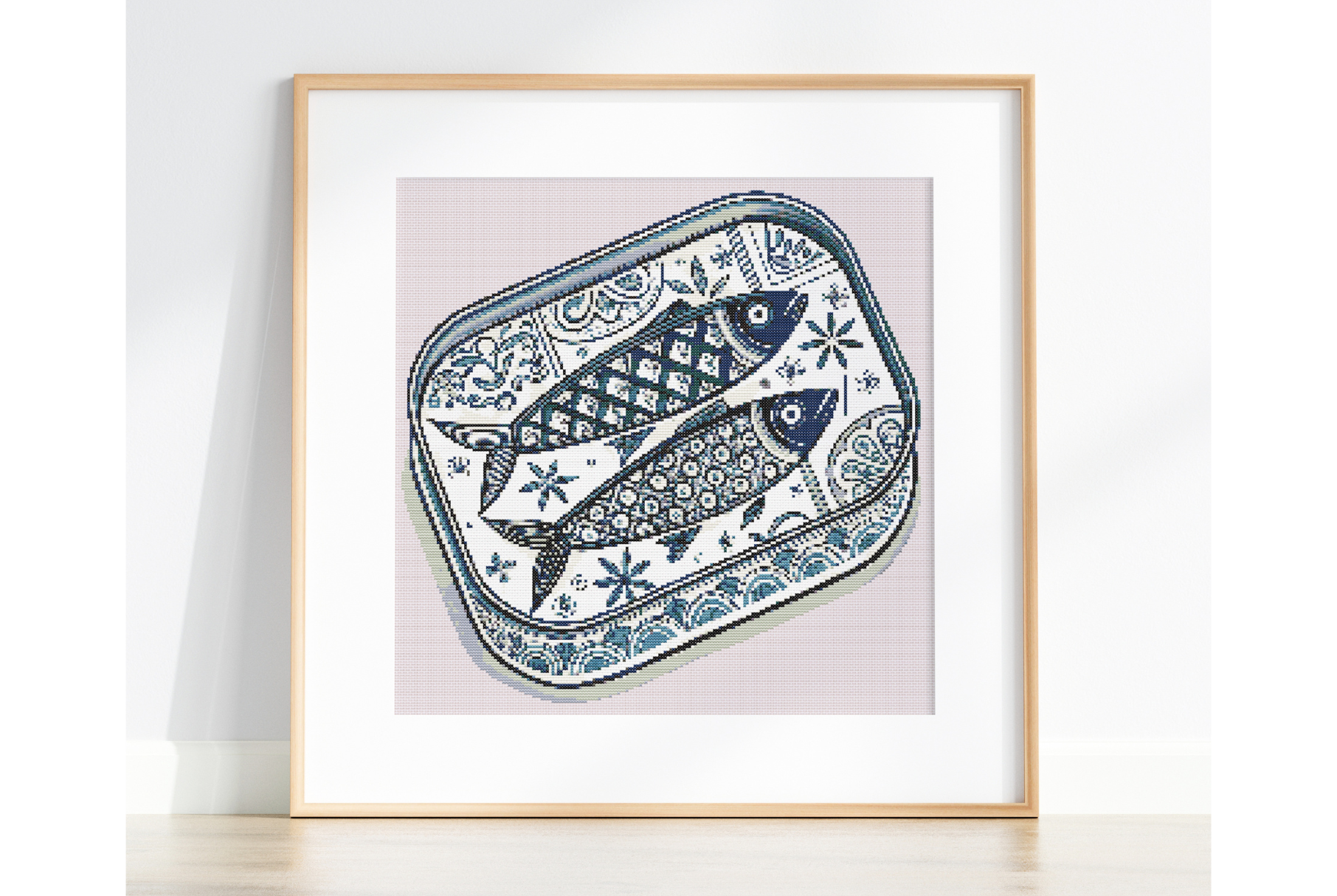Blue Sardine Can Cross Stitch Pattern