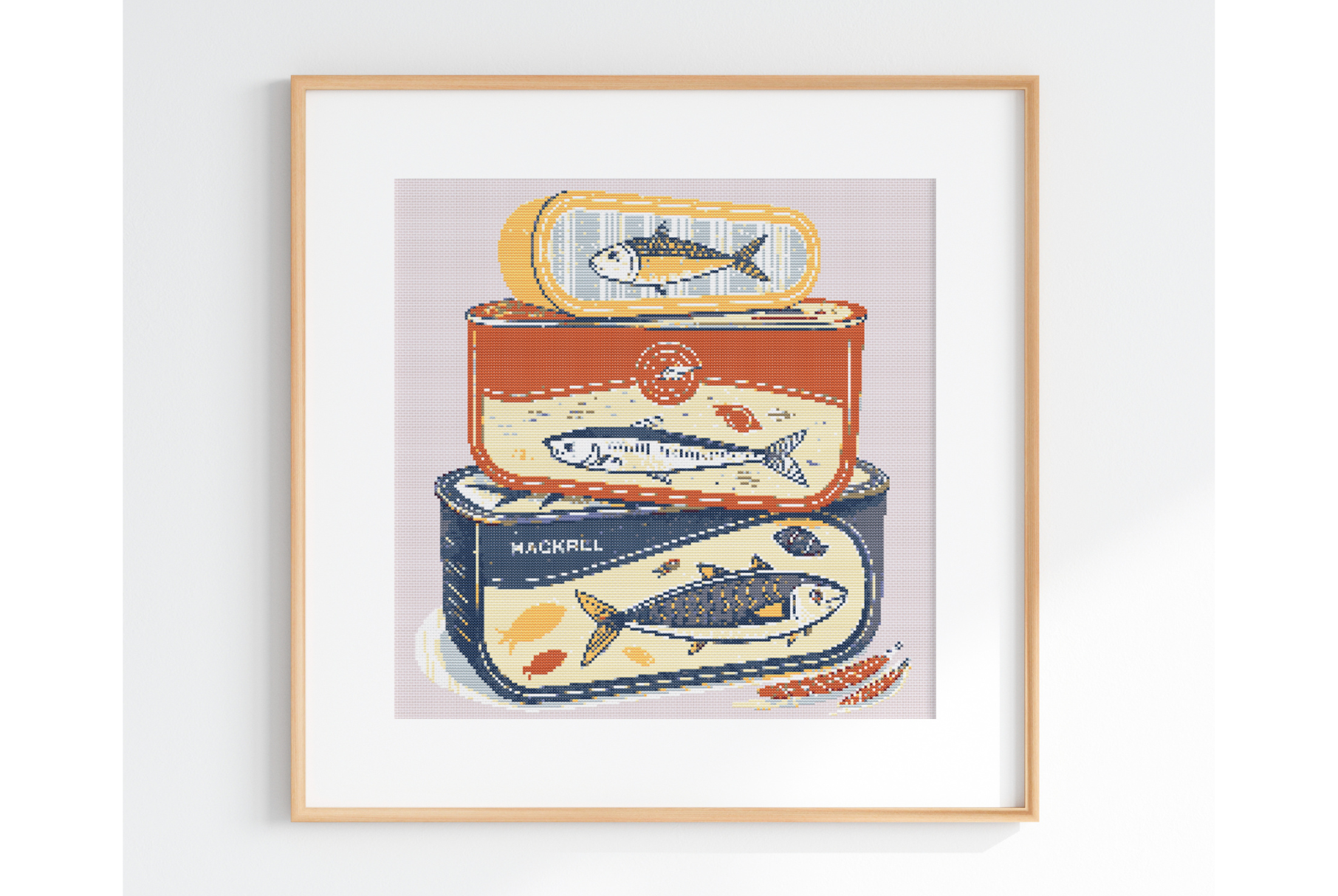 Canned Sardines Cross Stitch Pattern