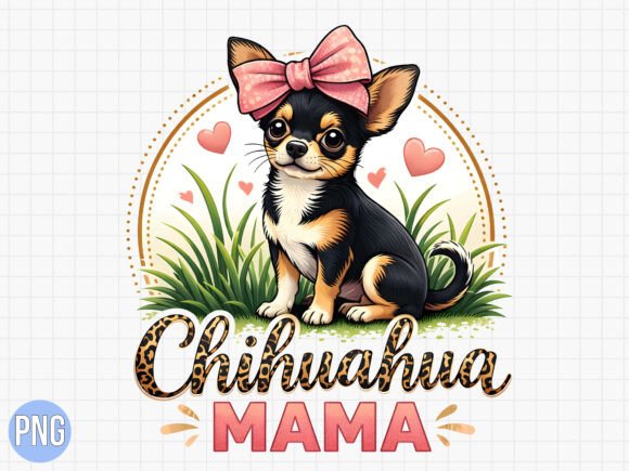 Chihuahua Mama leopard print bow PNG sublimation design for fur mom shirt tote