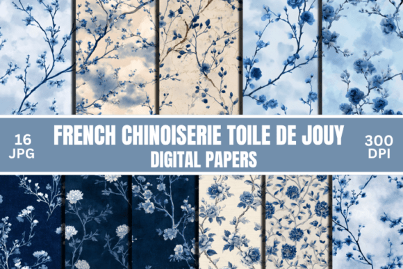 Chinoiserie Toile De Jouy Seamless Pattern Grafica Motivi AI Di Creative River