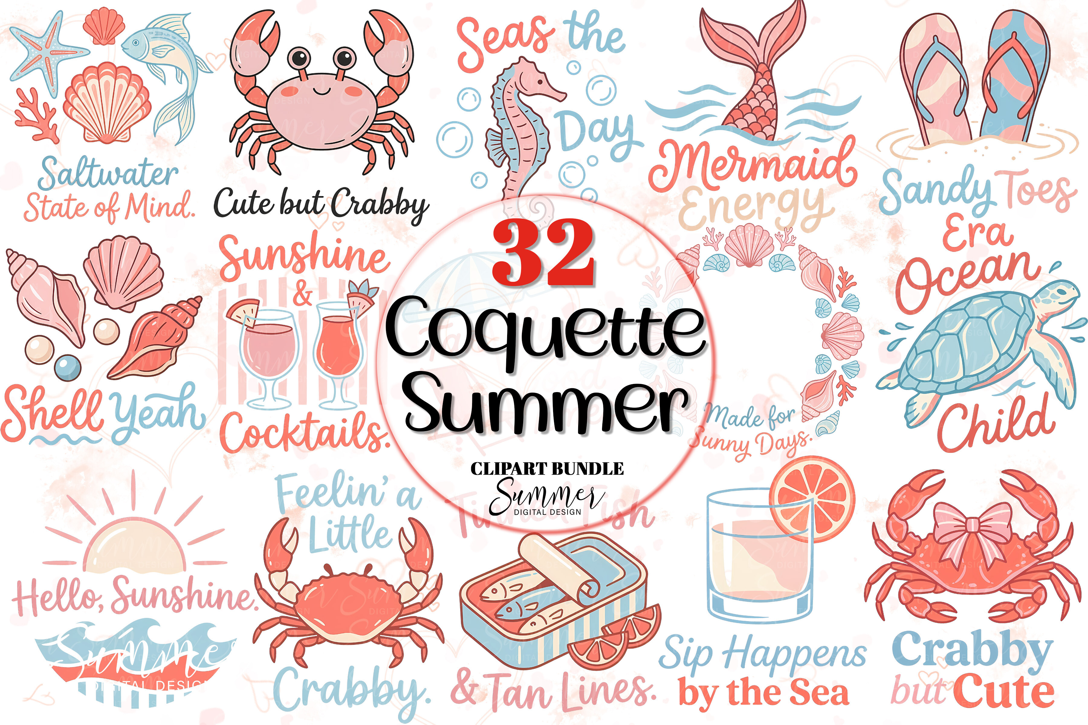 Coquette Girl Summer Clipart Bundle Graphic by Summer Digital Design ...