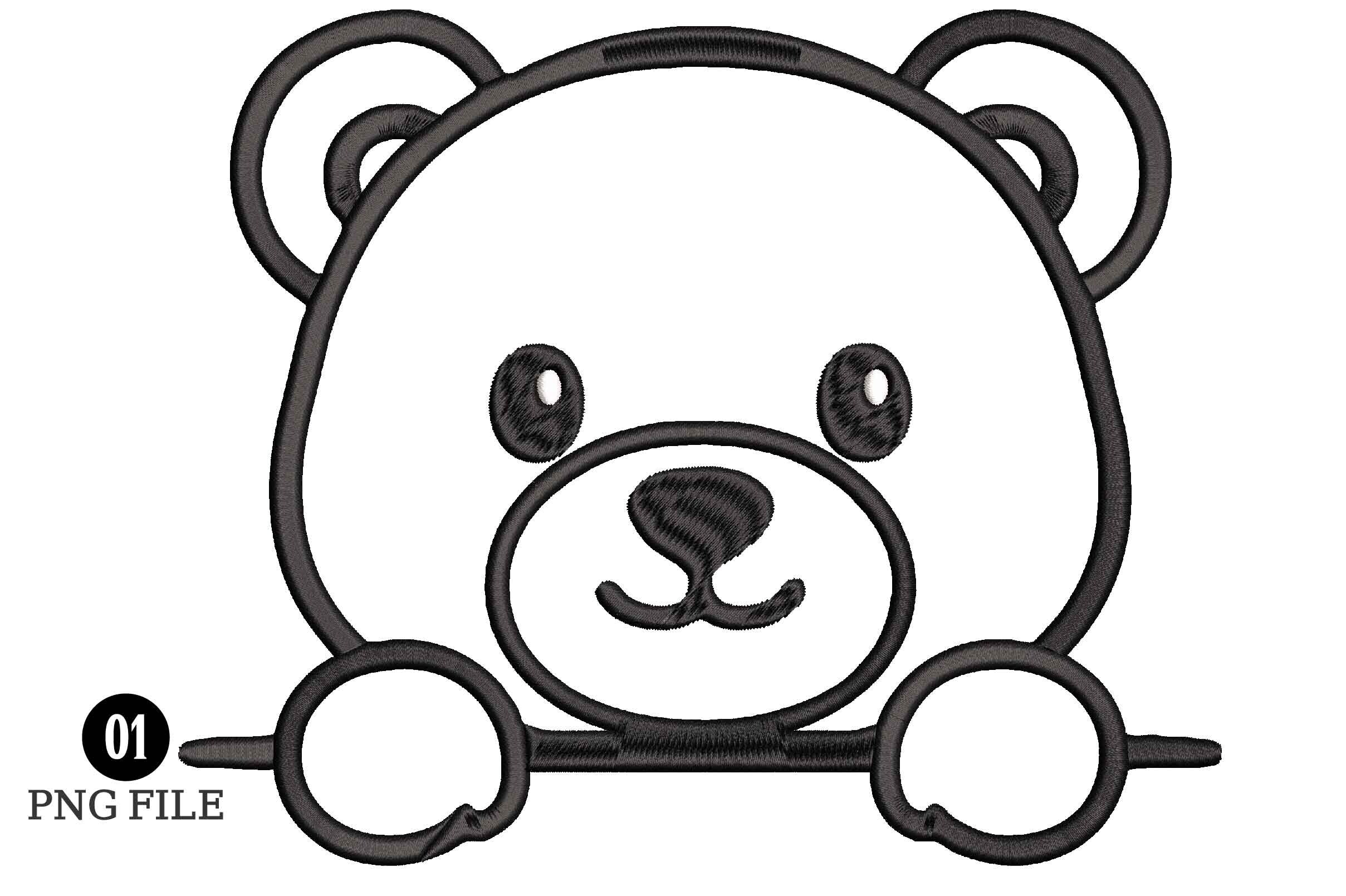 Cute Bear Outline Embroidery Design