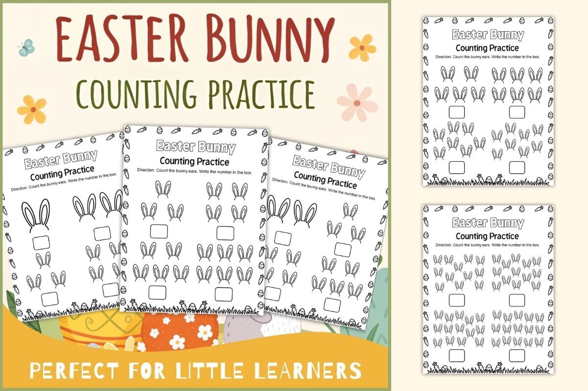 Easter Bunny Counting Worksheets