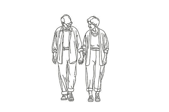 Elderly Couple Holding Hands