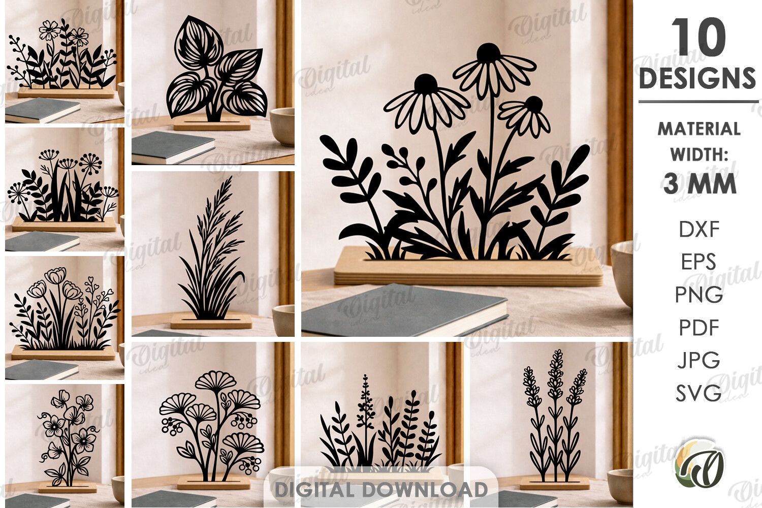 Flower Stands Decor Bundle Laser Cut · Creative Fabrica