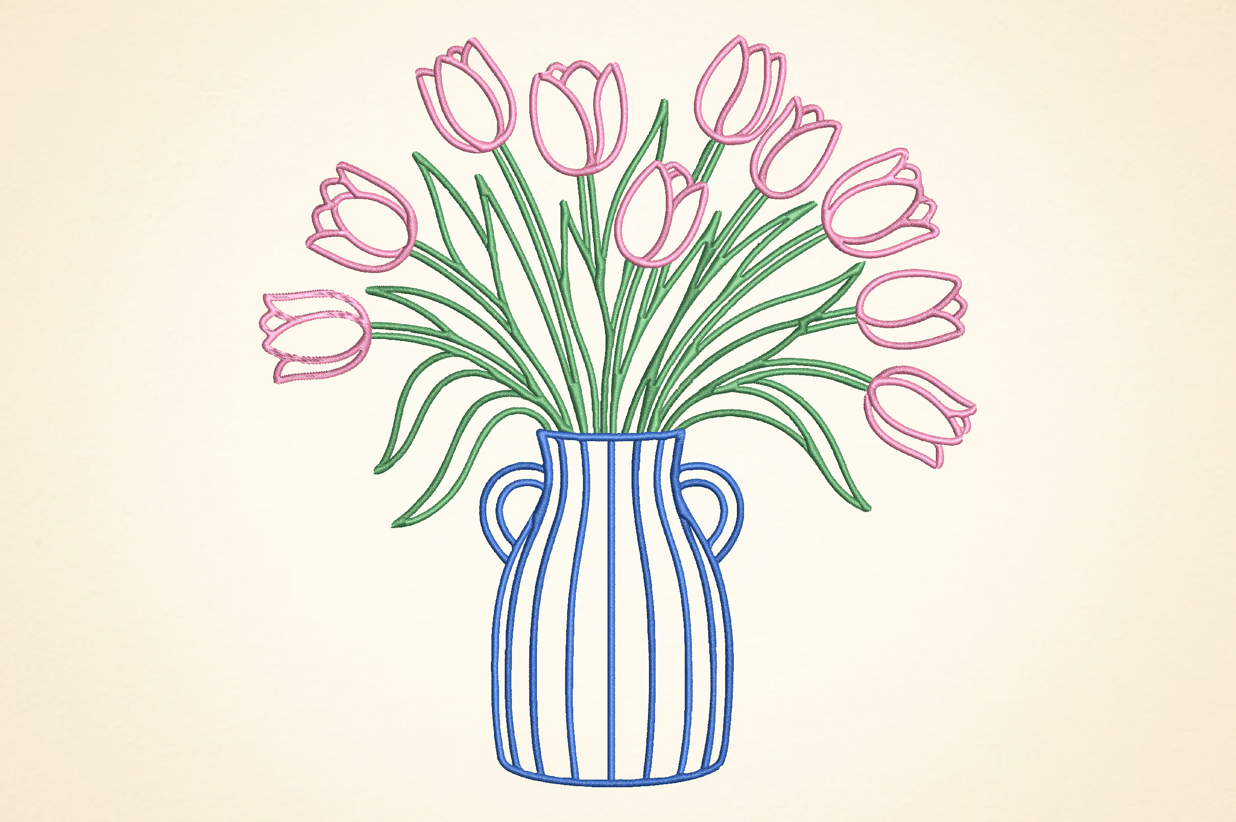 Flower Vase Embroidery Design