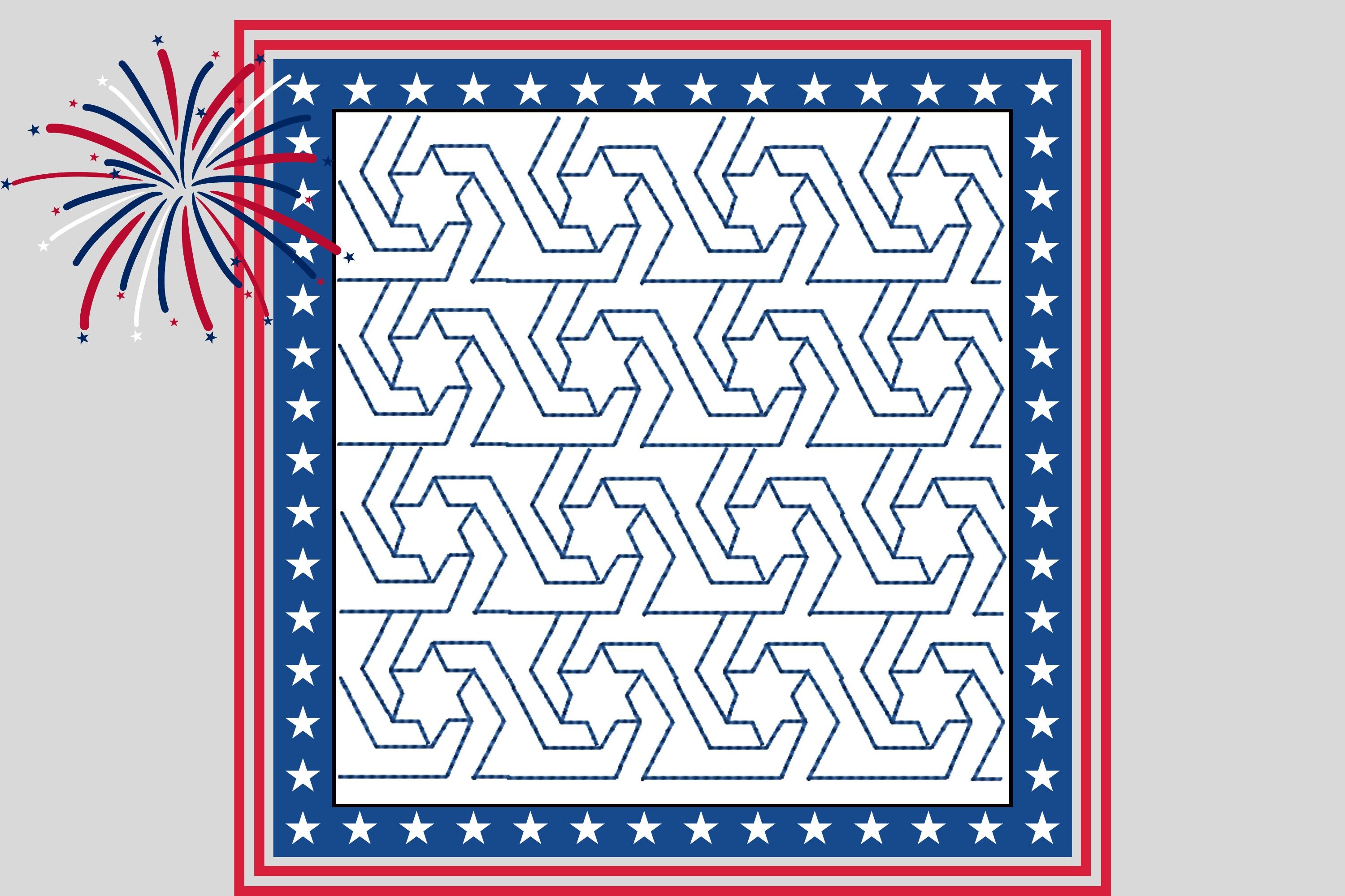 Geometric Interconnecting Stars-Line Art
