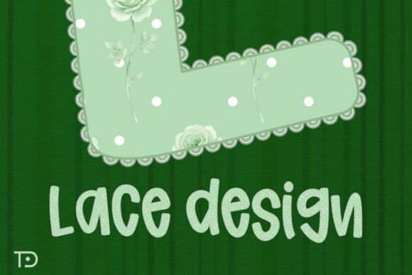 Green Rose Lace Font PNG with transparent background - Preview 3