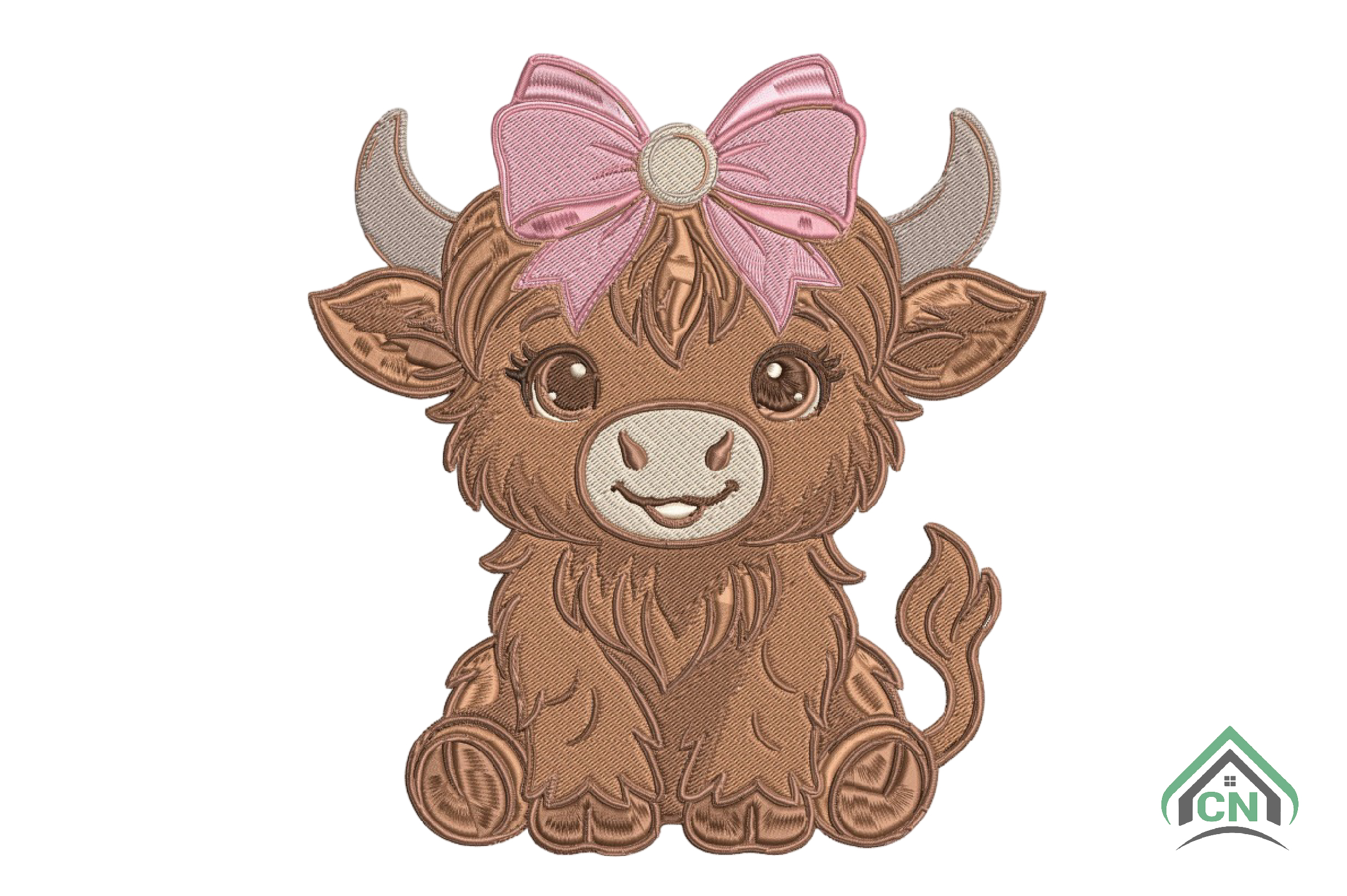 Highland Cow Cute Embroidery Design