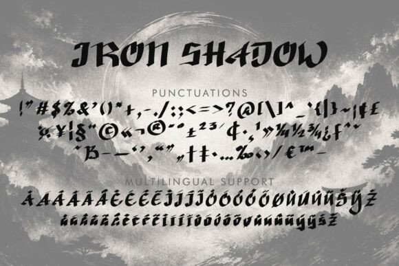 Iron Shadow Font PNG with transparent background - Preview 4