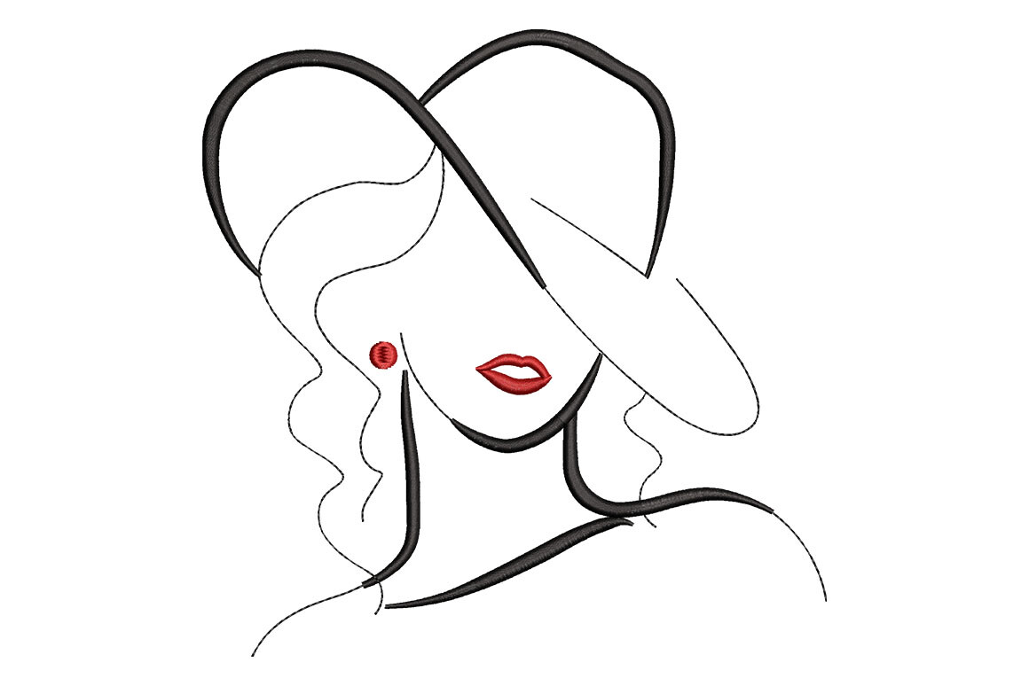 Minimalist Woman Line Art Embroidery
