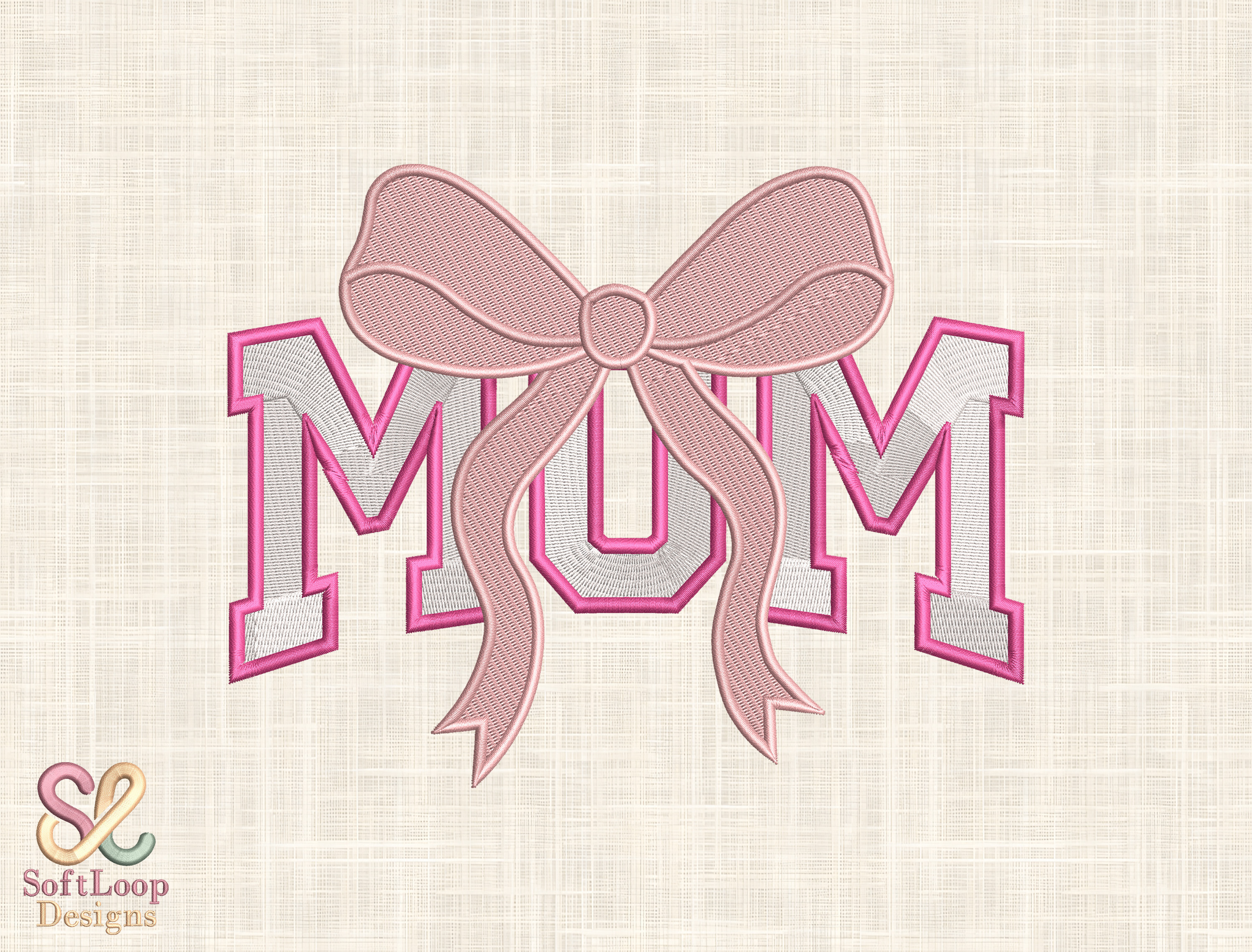 Mom Bow Embroidery Design