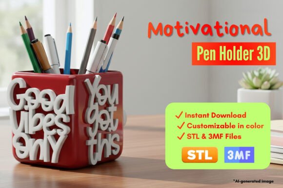 Gothic Skull Pen Holder STL | Dark Fantasy 3D Printable Desk Organizer - Image 19