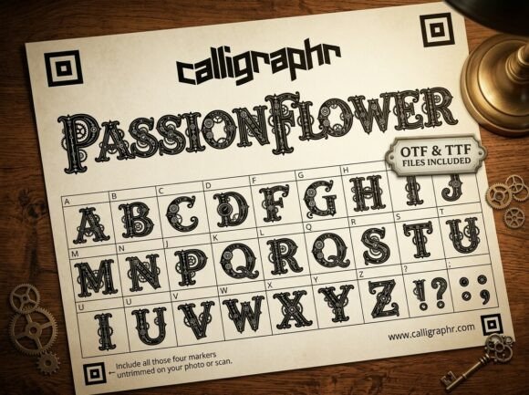 Passion Flower Font PNG with transparent background - Preview 1