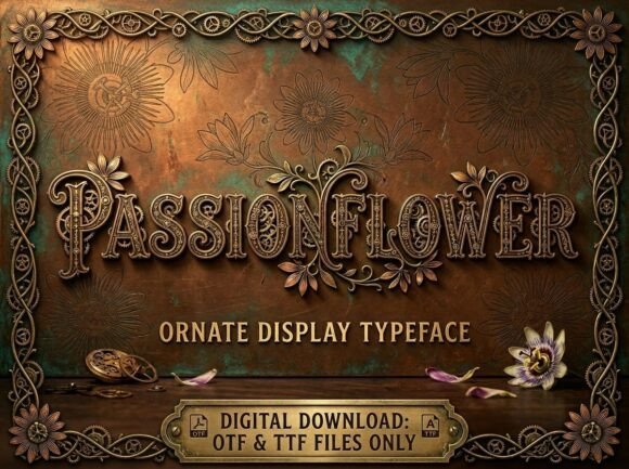Passion Flower Font PNG with transparent background - Preview 2