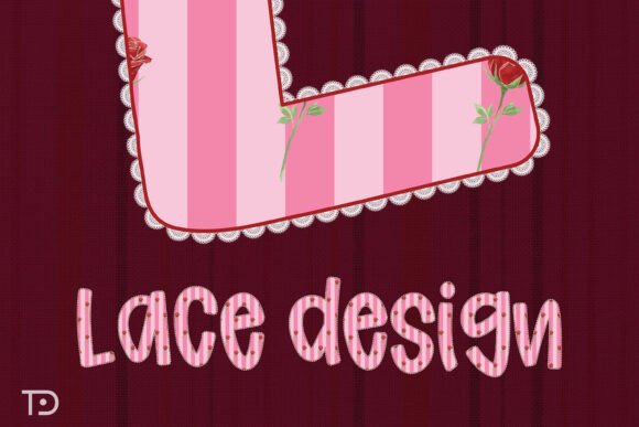 Pink Rose Lace Font PNG with transparent background - Preview 1