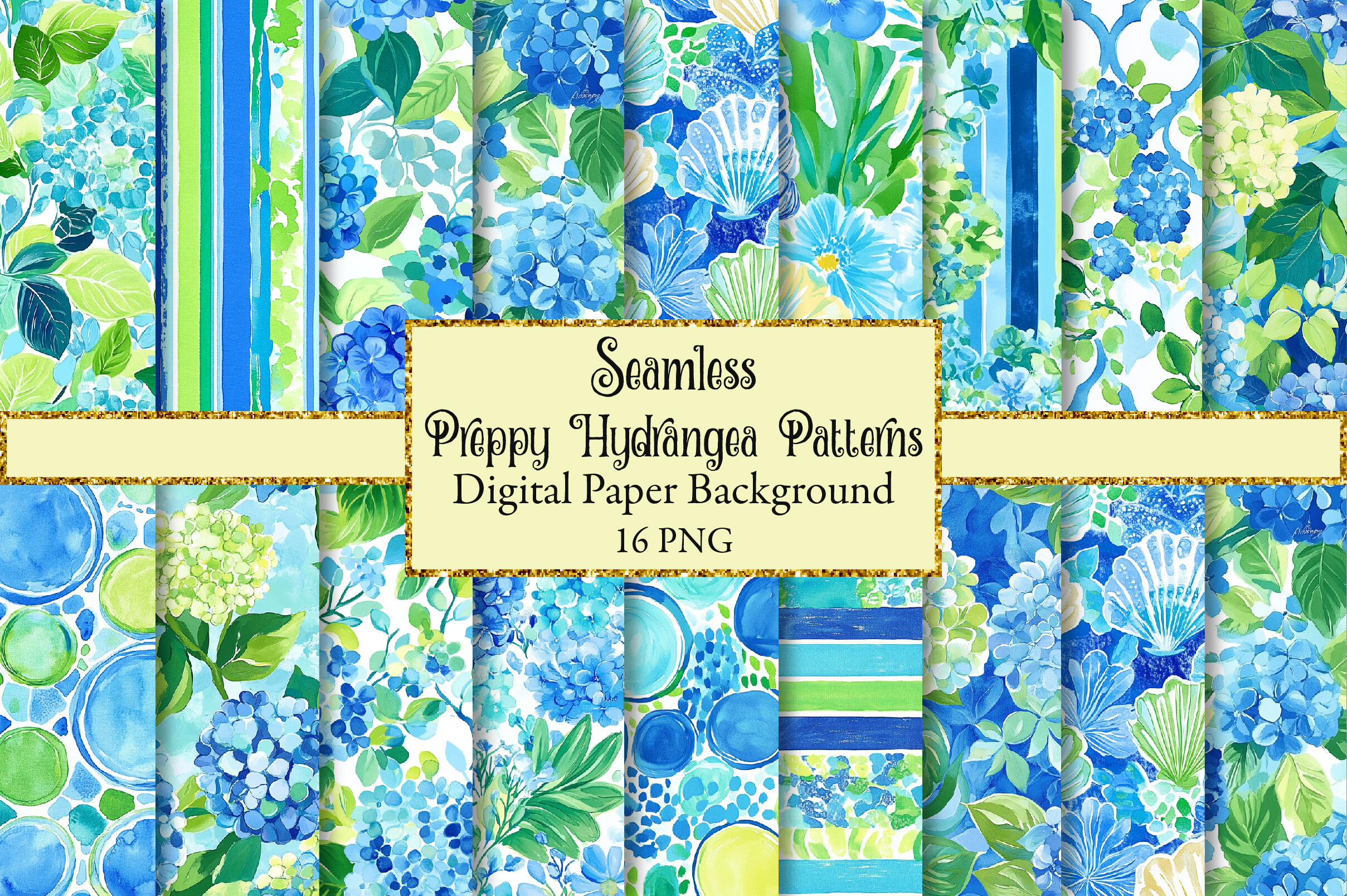 Preppy Hydrangea Garden Patterns Graphic by Precision Patterns ...
