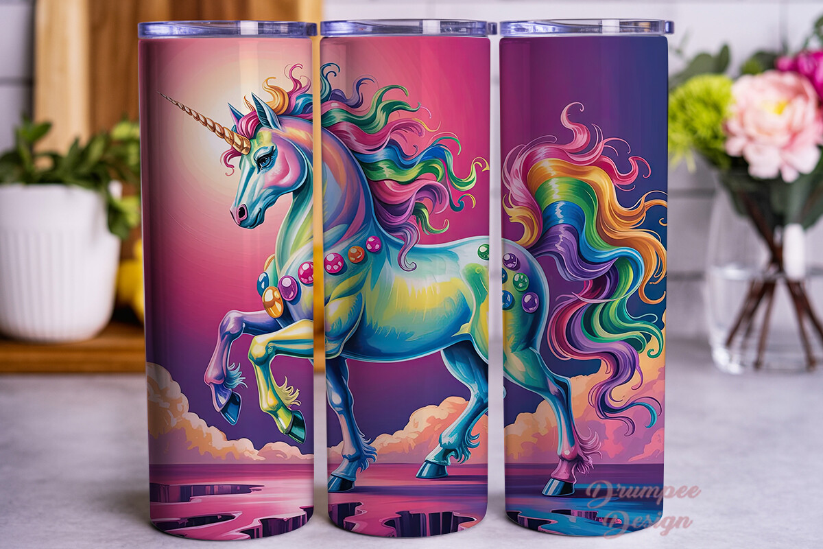 Rainbow Unicorn 20oz Tumbler Wrap Graphic by Drumpee Design · Creative ...