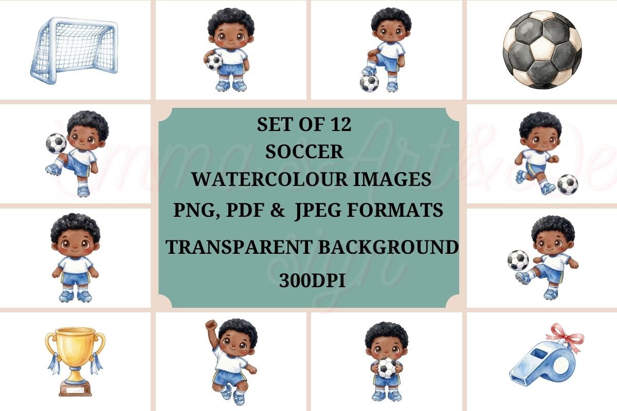 Soccer Kids Clipart Set