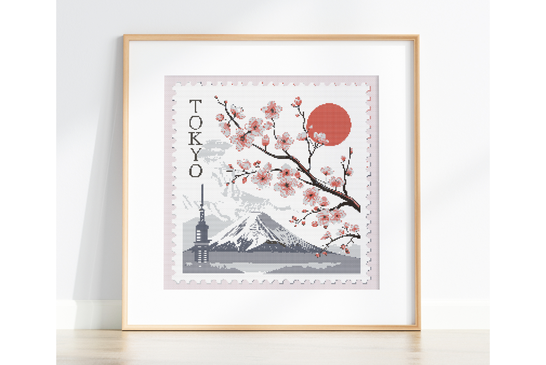 Tokyo Postage Stamp Cross Stitch Pattern