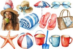 Watercolor Summer Clipart Graphic by clipart · Creative Fabrica