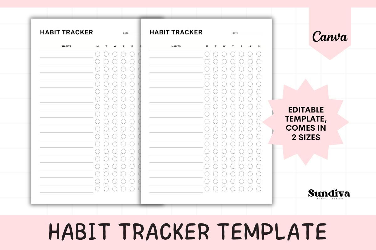 Weekly Habit Tracker Editable Template 1 Graphic by Sundiva Design ...