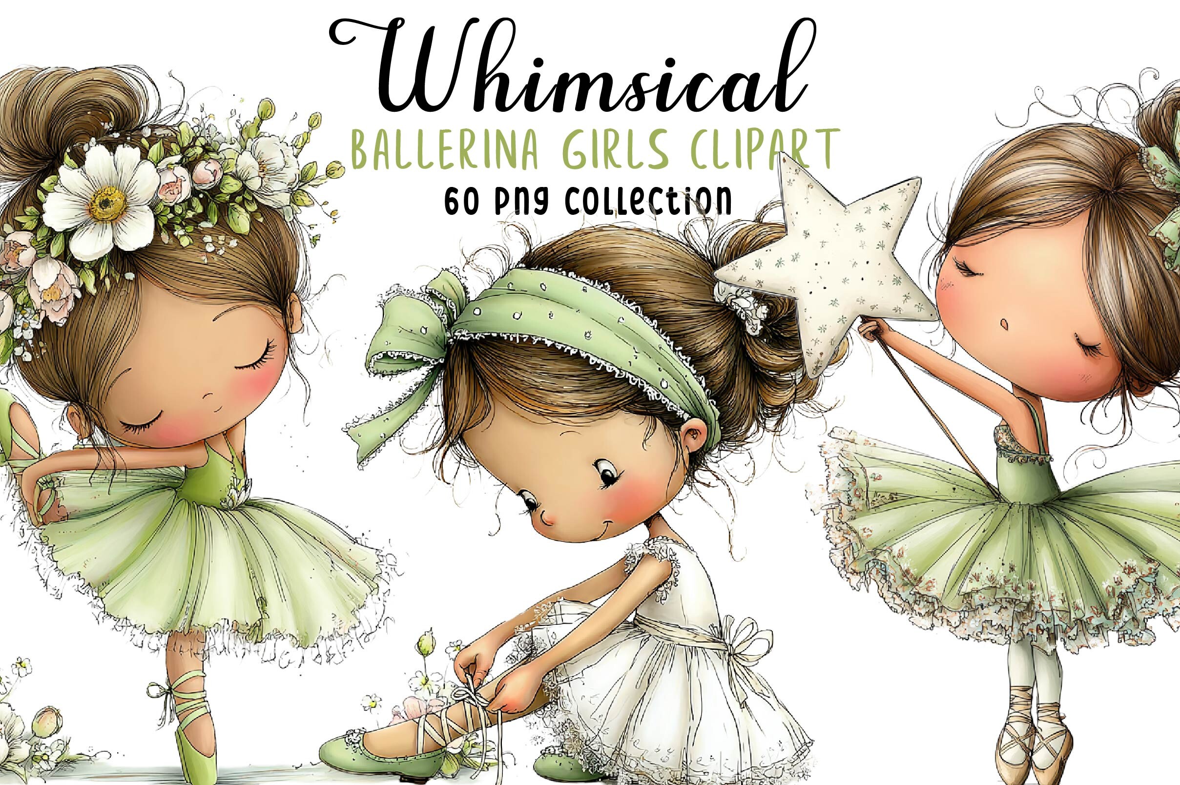 Whimsical Ballerina Girls PNG Clipart Graphic by Print Magic · Creative ...