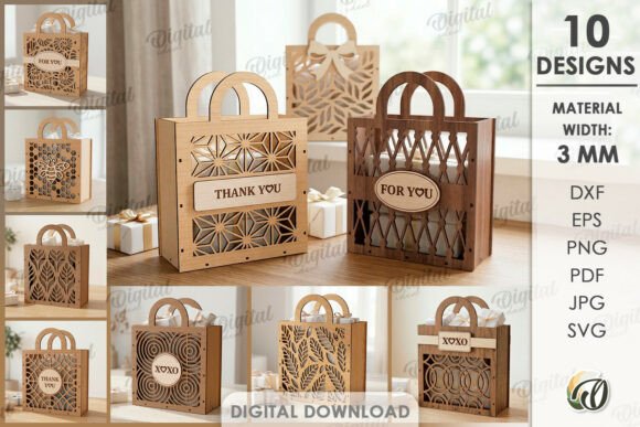 3D Gift Bags Bundle Laser Cut · Creative Fabrica
