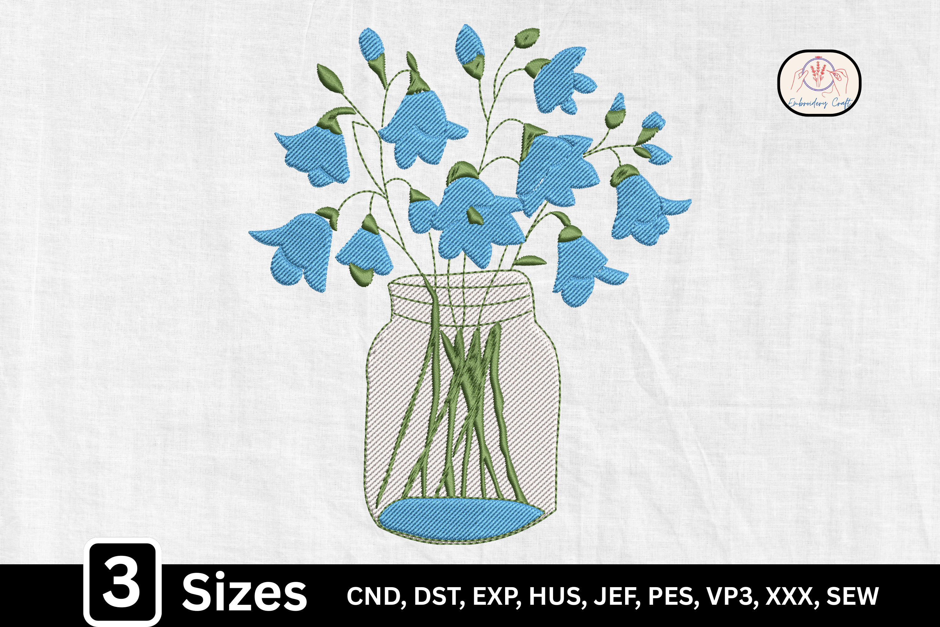 Blue Flower Mason Jar