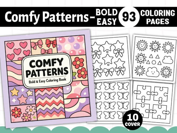 Comfy Patterns Bold Easy Coloring Pages