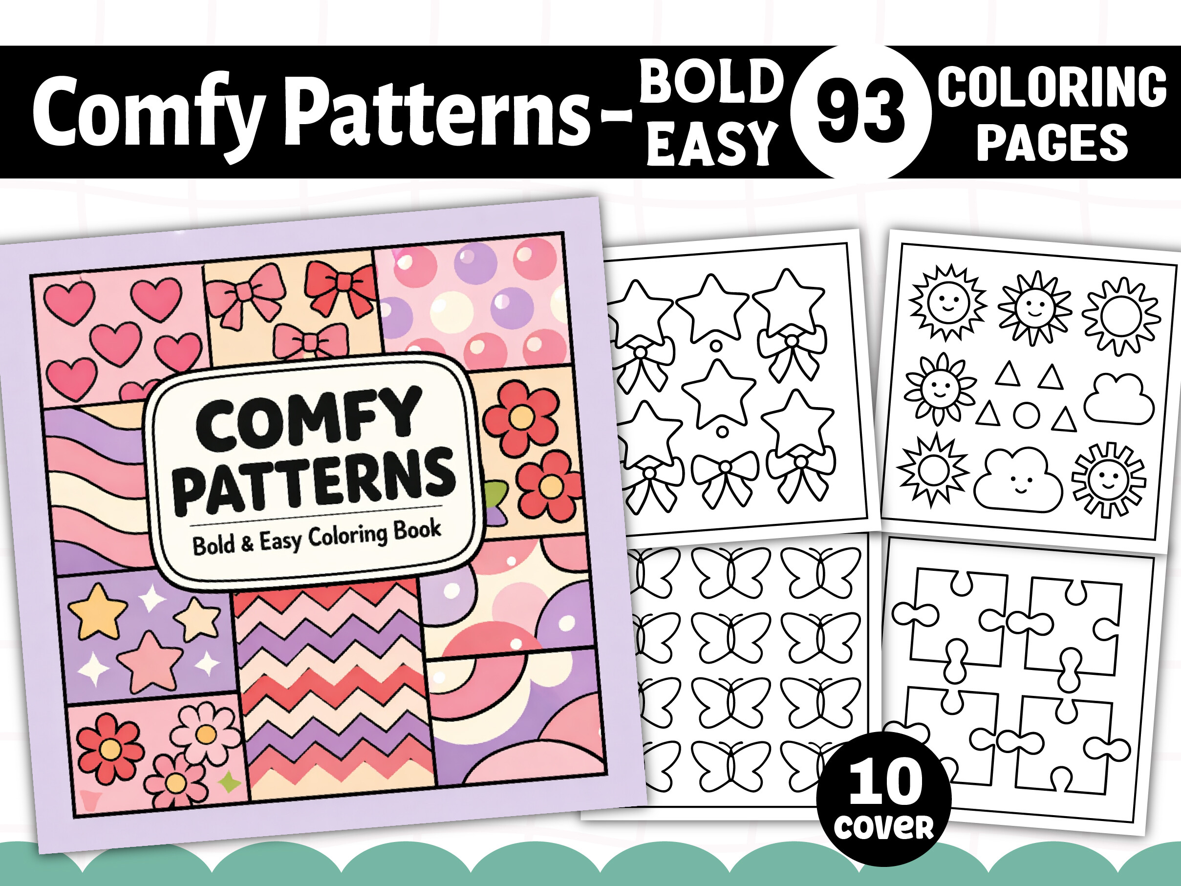 Comfy Patterns Bold Easy Coloring Pages