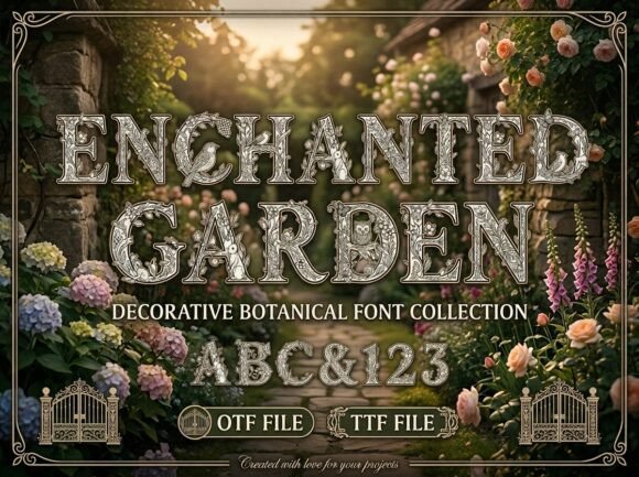 Preview specimen of Enchanted Garden Monogram decorative font