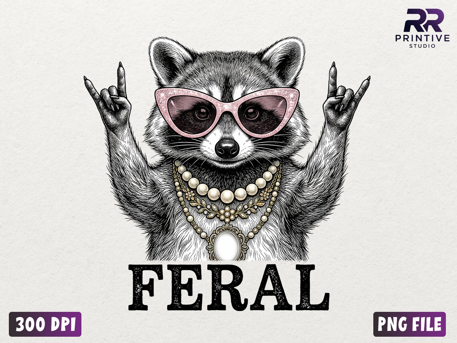 Feral Raccoon Sunglasses Funny PNG Graphic by RR Printive Studio ...