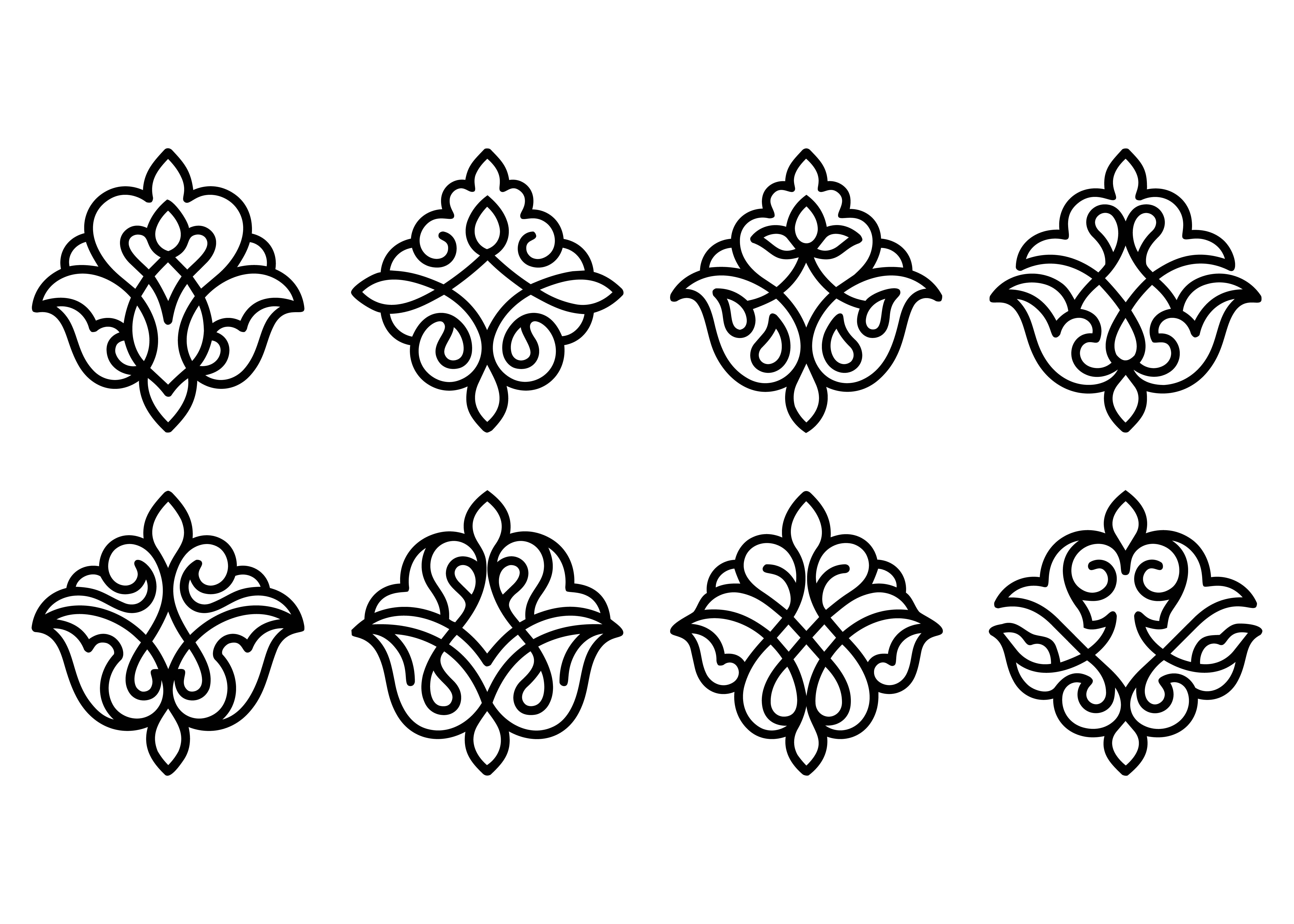 Floral Damask Motif Vector Set SVG