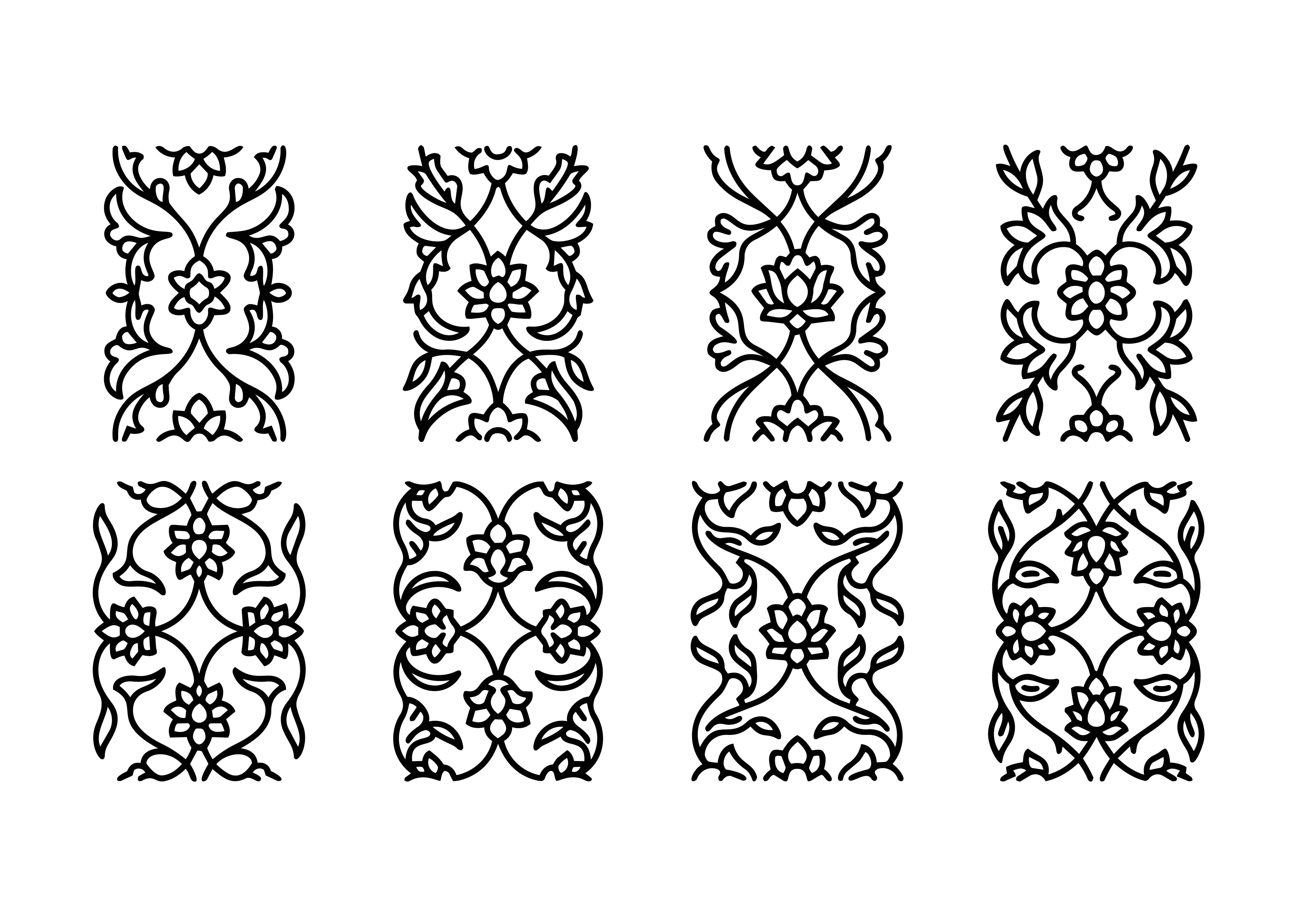 Floral Decorative Pattern SVG Set