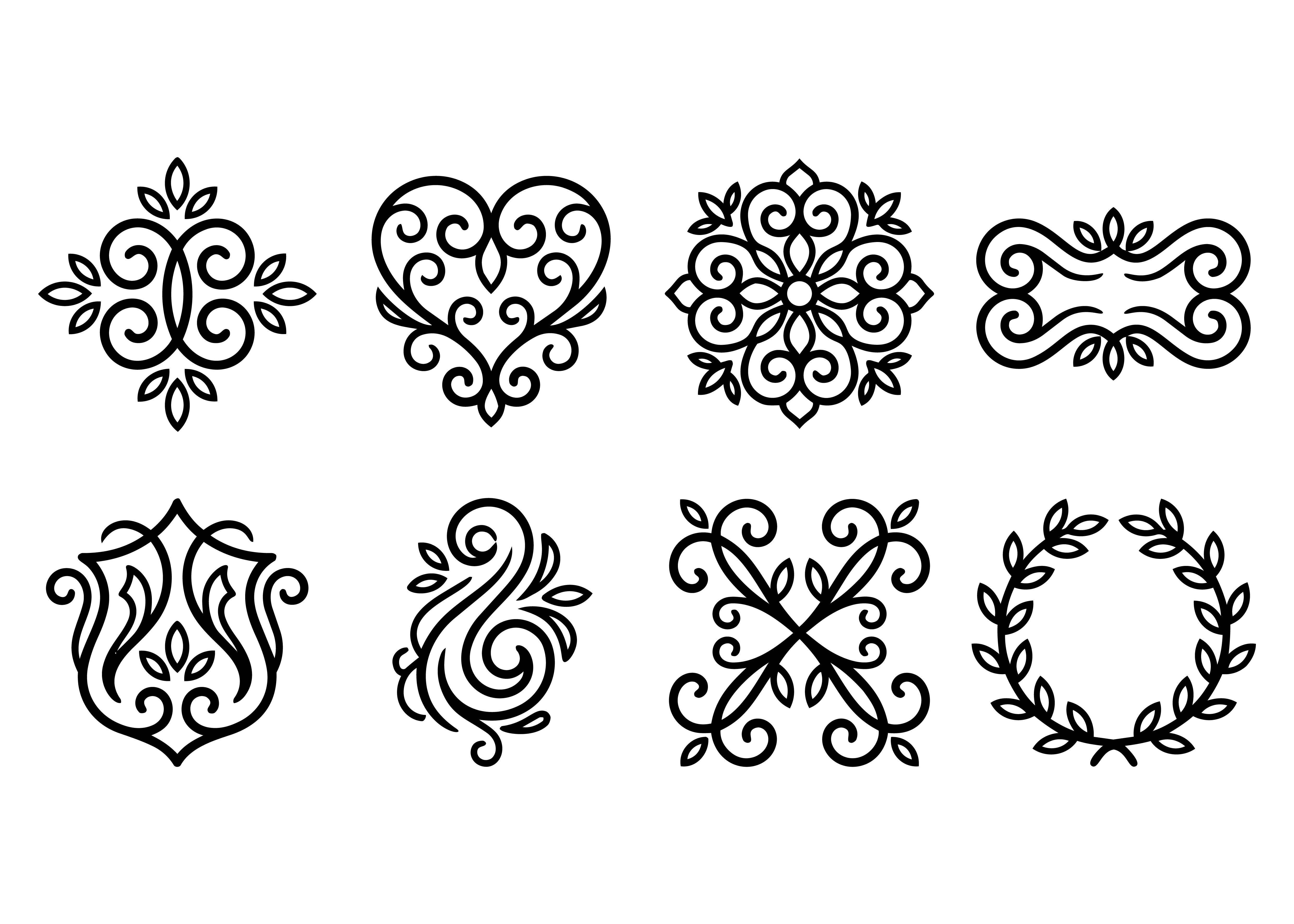 Floral Frame Emblem Vector Set SVG