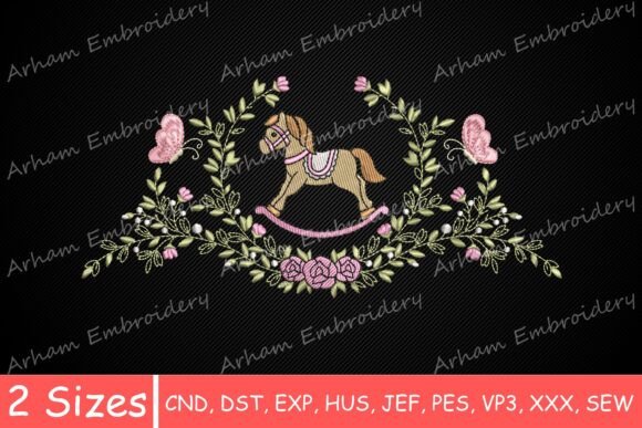 Floral Rocking Horse with Butterfly