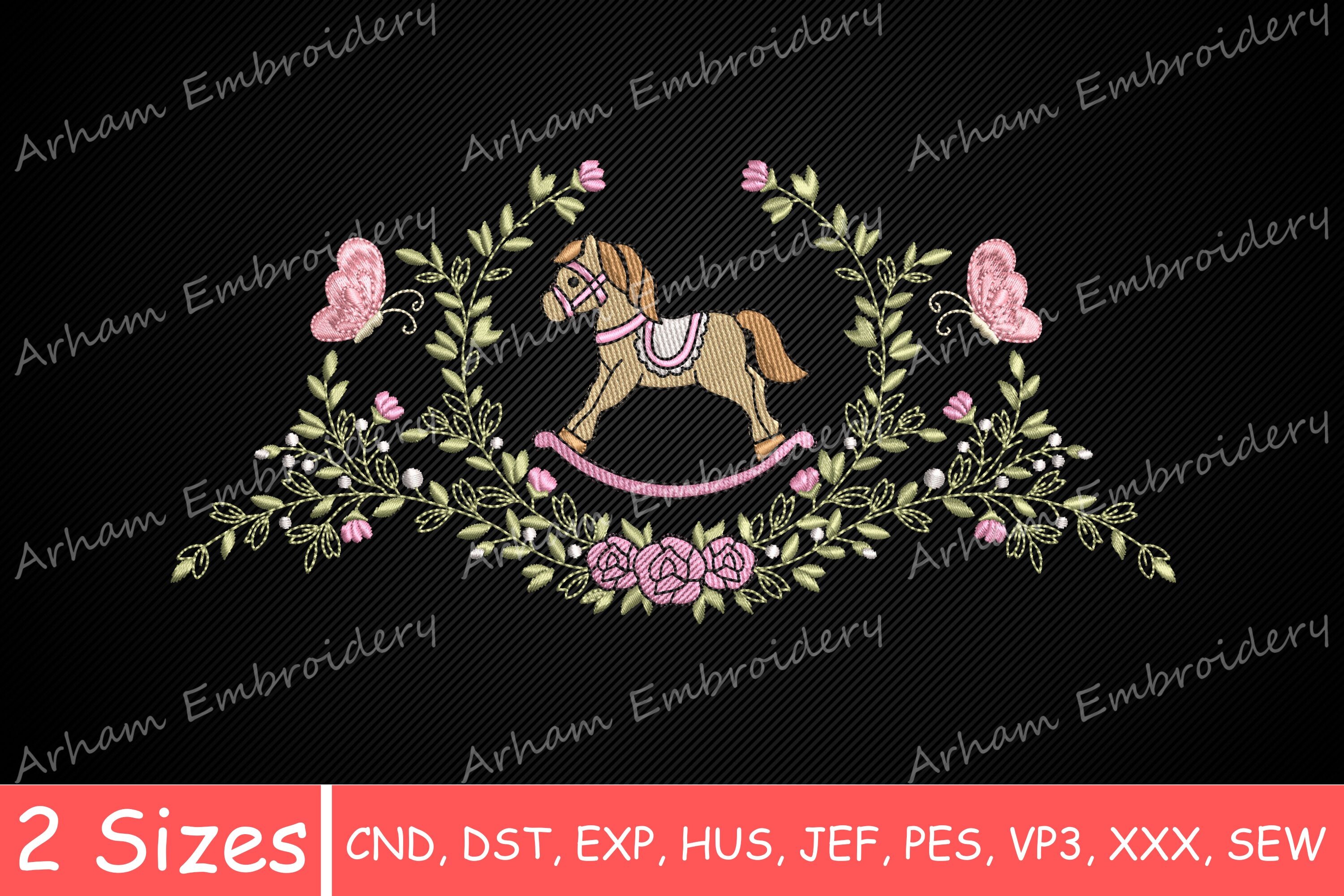 Floral Rocking Horse with Butterfly