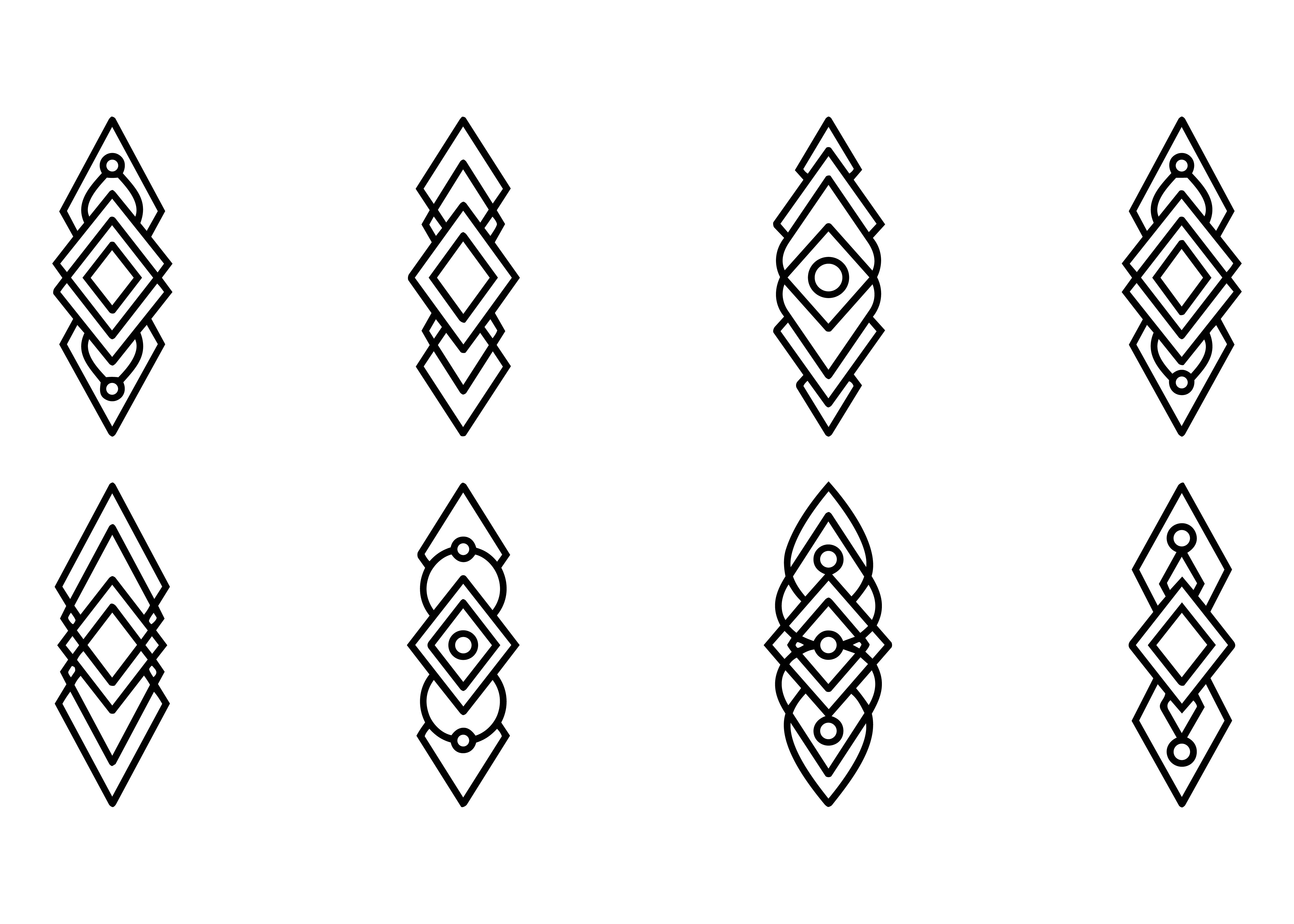 Geometric Diamond Ornament Vector Set