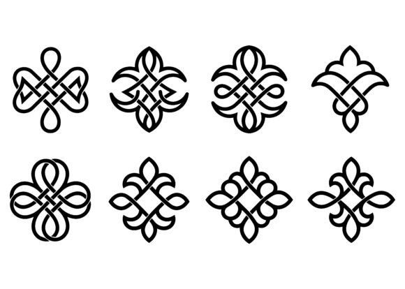 Knot Ornament Interlace Vector Set SVG