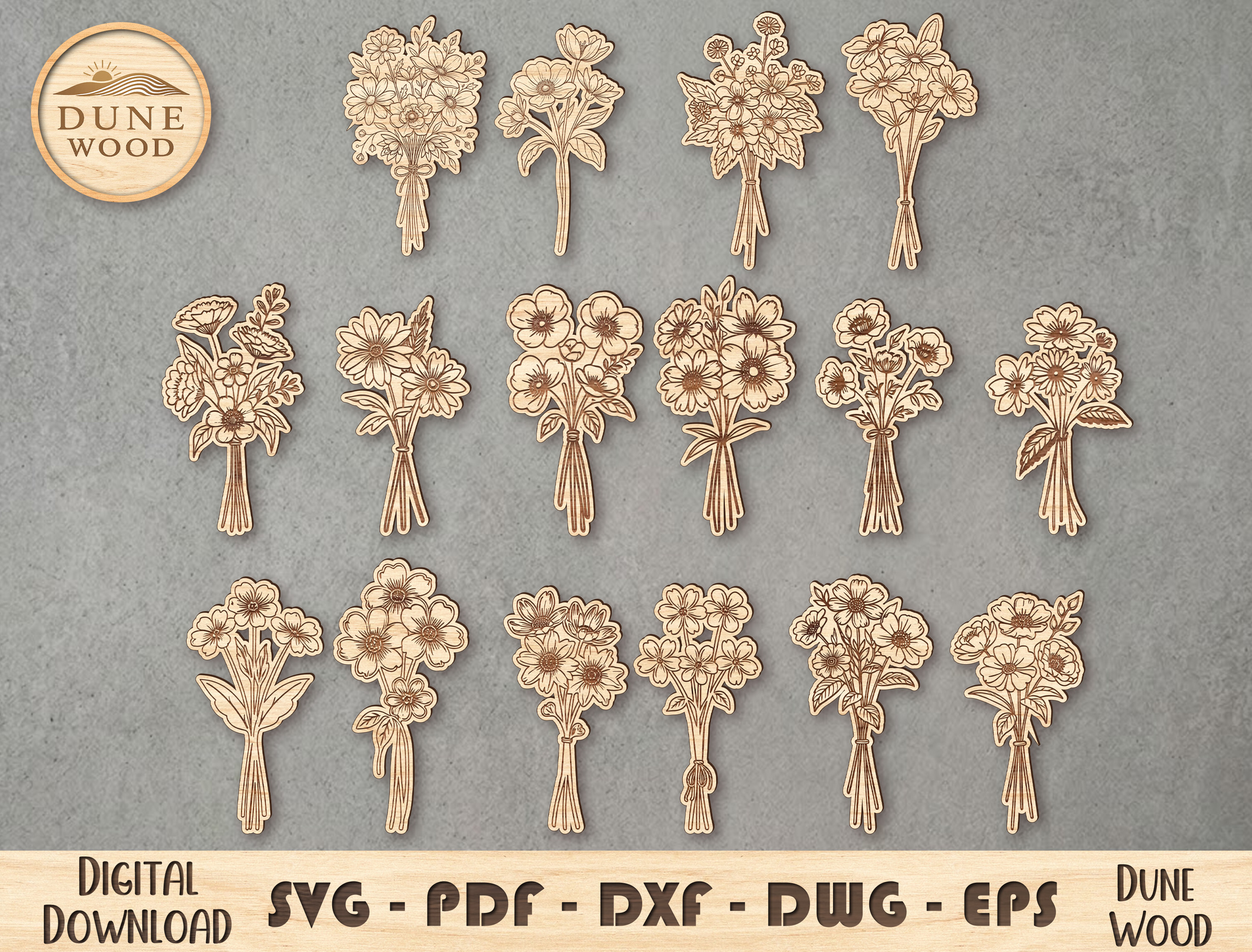 Laser Cut Flower Bouquet SVG Bundle · Creative Fabrica