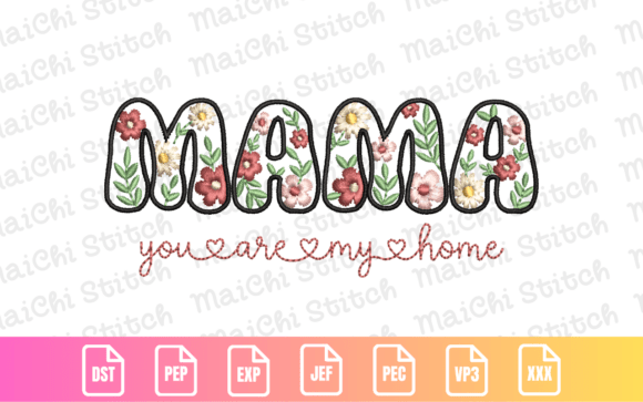 Mama Red Daisy Botanical Lettering