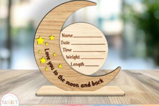 Moon Baby Birth Stats Laser Cut File SVG · Creative Fabrica