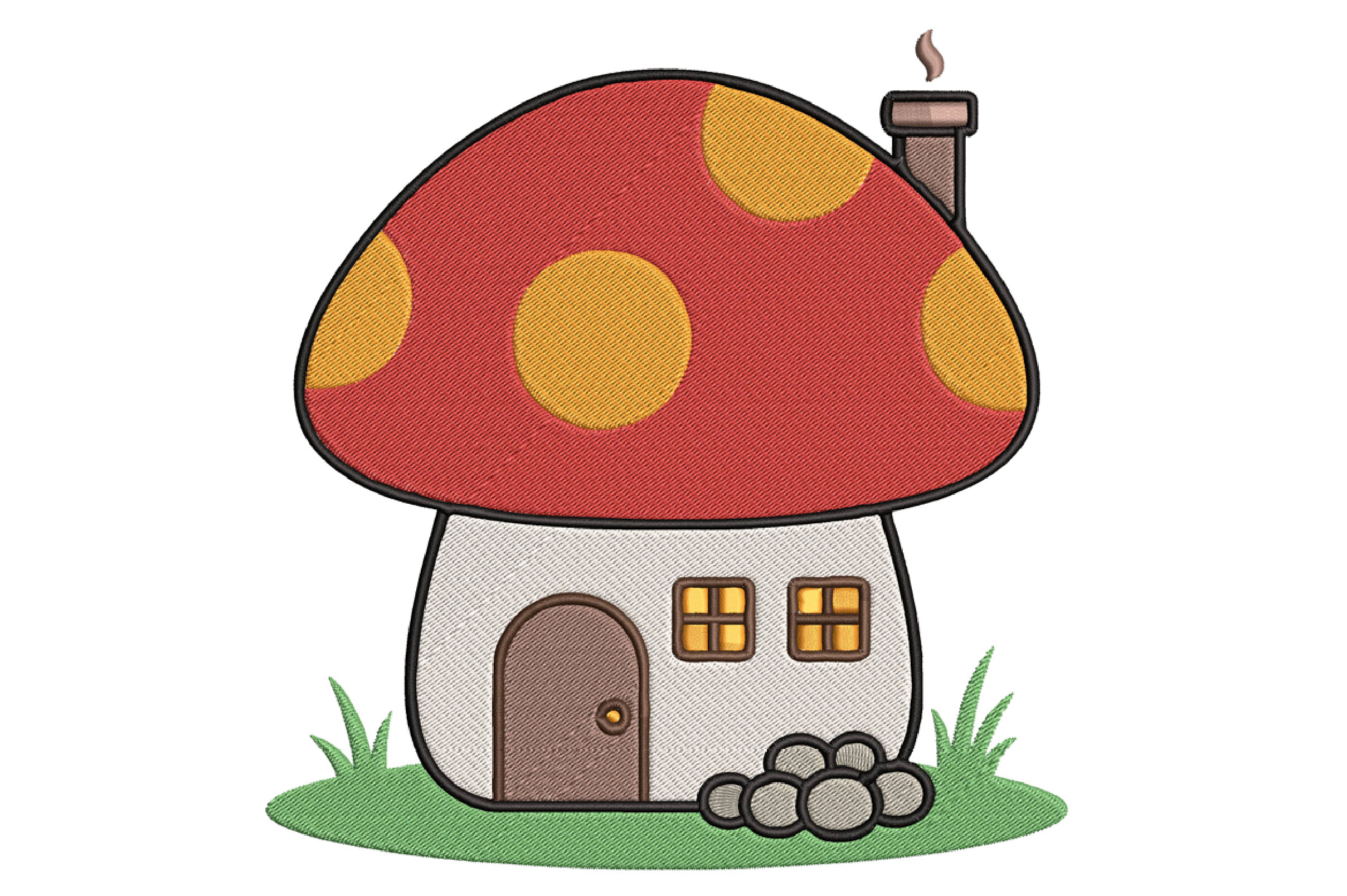 Mushroom House Embroidery Design