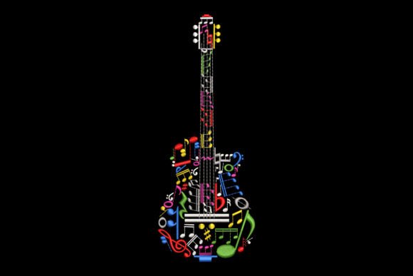 Musical Note Mosaic Guitar