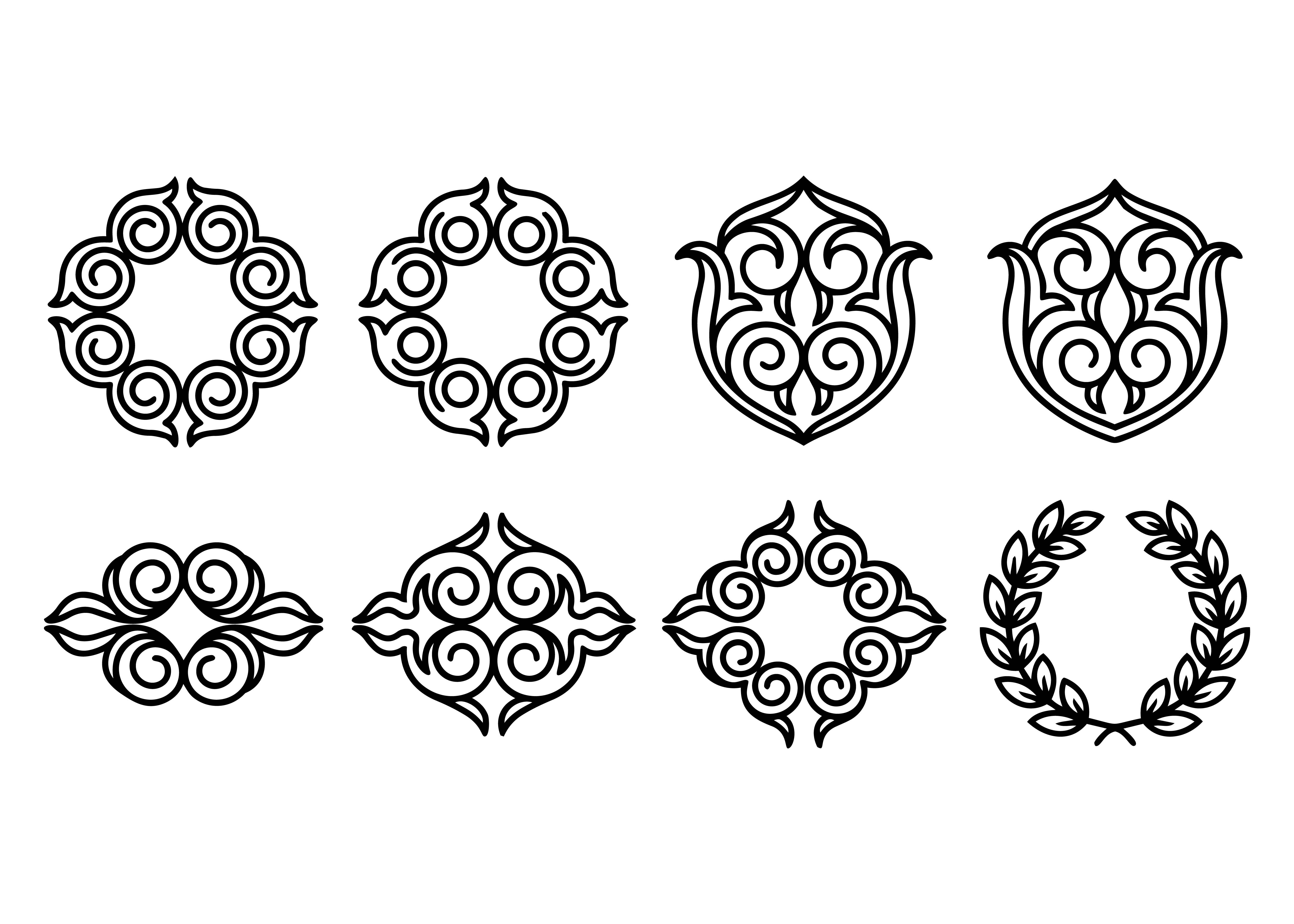 Ornamental Wreath Crest Vector Set SVG