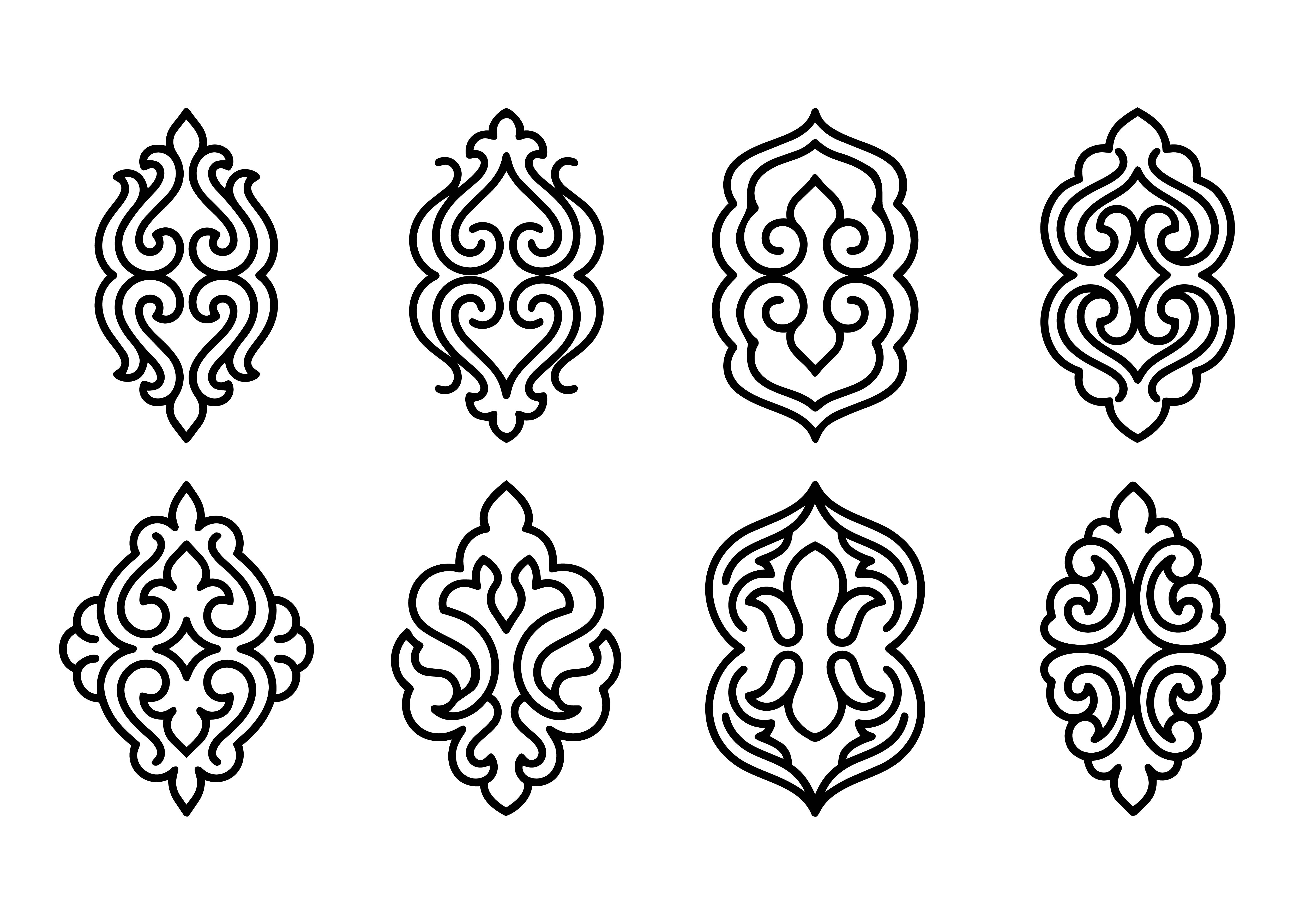 Ornate Damask Ornament Vector Set SVG