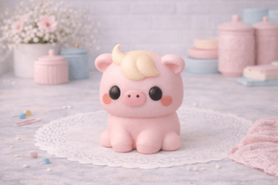 Pig Figurine STL Cute Farm Animal Decor · Creative Fabrica