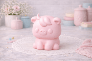 Pig Figurine STL Cute Farm Animal Decor · Creative Fabrica